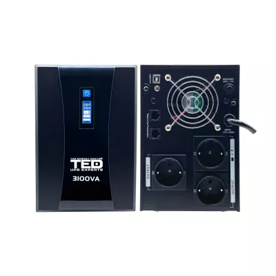 UPS 3100VA 1800W cu Stabilizator si Management, 3x Schuko, Ecran LCD si 4x Acumulator 12V 9Ah, TED Electric