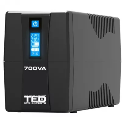 UPS RESIGILAT 700VA 400W cu Stabilizator si Management, 2x Schuko, Ecran LCD si Acumulator 12V 7Ah, TED Electric