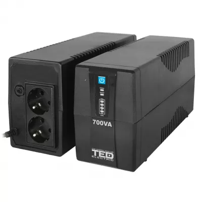 UPS 700VA 400W cu Stabilizator fara Management, 2x Schuko, Ecran LED si Acumulator 12V 7Ah, TED Electric