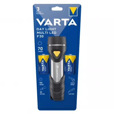 Lanterna cu MULTI LED F30, 70lm rezistenta la socuri, include 2 x R20 D, 17612 Varta