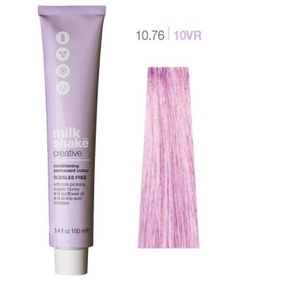 Vopsea de Par Permanenta - Creative Conditioning Permanent Colour 10.76/10VR Blond Roscat Violet Platinat  - Milk Shake
