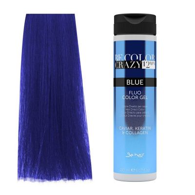 Vopsea de Par Semipermanenta sau Directa Albastru - Be Color Crazy 12 Minute Blue 150ml - Be Hair