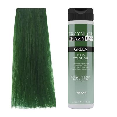 Vopsea de Par Semipermanenta sau Directa Verde - Be Color Crazy 12 Minute Green 150ml - Be Hair