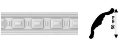 Bagheta decorativa polistiren, PPO-AM15-08, alb, 2000 x 50 x 50 mm, 100 bucati/bax