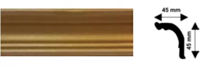 Baghete polistiren - Bagheta decorativa polistiren, PPO-CM03-LG, auriu lux, 2000 x 45 x 45 mm, 120 bucati/bax, profiline.ro