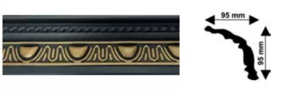 Baghete polistiren - Bagheta decorativa polistiren, PPO-CM18-RBG, negru auriu, 2000 x 95 x 95 mm, 48 bucati/bax, profiline.ro