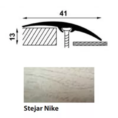 Profil aluminiu de trecere, cu surub ascuns, PM72607, stejar nike, 900 x 41 mm