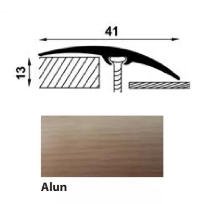 Profil aluminiu de trecere, cu surub ascuns, PM72604, alun, 900 x 41 mm