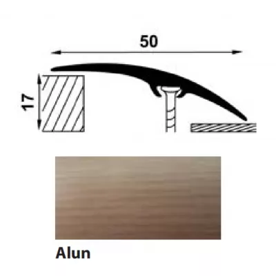 Profil aluminiu de trecere, cu surub ascuns, PM75604, alun, 900 x 50 mm