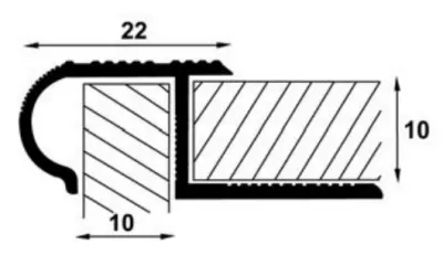 Profil aluminiu, semirotund, pentru treapta gresie, Venezia Plus, PM35015A-NG, negru, 10 mm, 2.5 m
