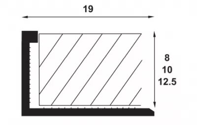 Profile gresie si faianta - Profil aluminiu terminatie dreapta, PM43200A, natur, 12.5 mm, 2.5 m, profiline.ro