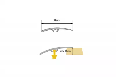 Profile de trecere - Profil de trecere PVC Duraline, cu surub ascuns, diferenta de nivel, PPP-TSA40 Stejar, 900 x 40 mm, profiline.ro