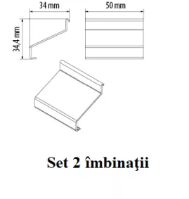 Set 2 imbinatii pentru profil picurator balcon din aluminiu GRI PRAFUIT, RAL 7037