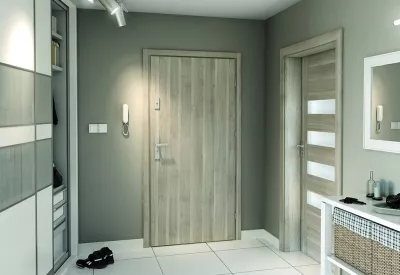 Foaie de usa  de intrare în apartament Agat Plus/Opal Plus, cu aplicații, model 1