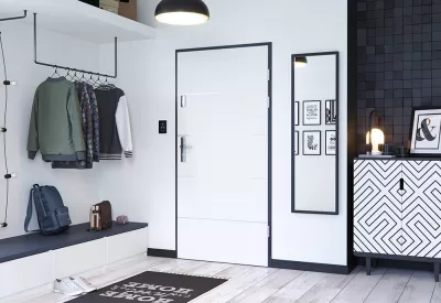 UȘI DE INTRARE ÎN APARTAMENT - Foaie de usa de intrare în apartament Quartz, cu aplicații model 4, raveli.ro