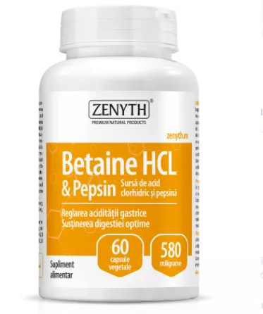 Betaine HCL Pepsin 580mcg 60cps (Zenyth)