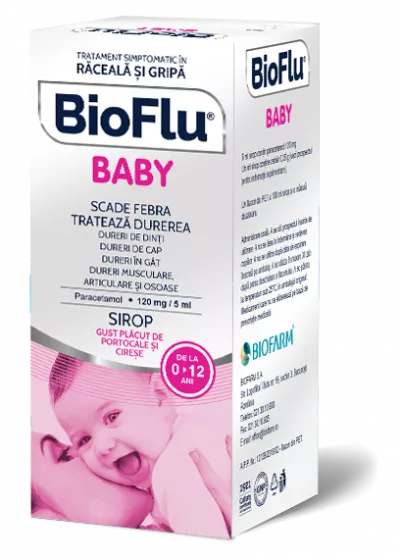 Bioflu Baby sirop pentru copii 120 mg, 5 ml, Biofarm