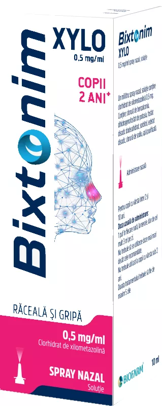 Bixtonim Xylo 0.5mg/ml spray nazal copii, 10 ml, Biofarm