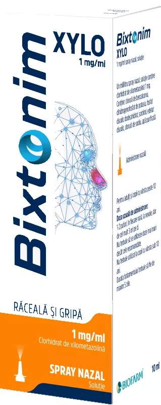 Bixtonim Xylo 1mg/ml spray nazal adulți, 10 ml, Biofarm