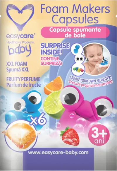 Capsule spumante de baie cu parfum de fructe si surpriza, EASY002016, 108g, Easycare Baby