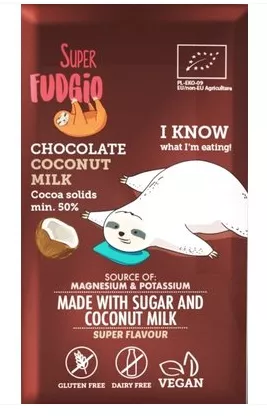 Ciocolata bio cu lapte de cocos, 80g, Super Fudgio