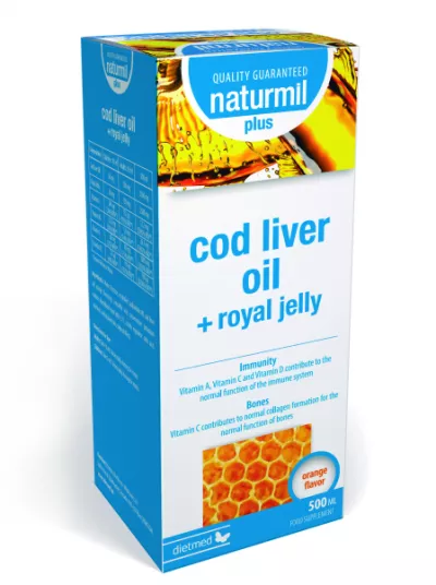 Cod Liver Oil Plus With Royal Jelly solutie orala, 500ml, Naturmil