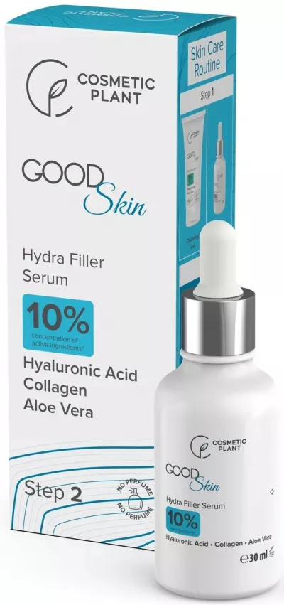 Ser Hydra Filler Good Skin cu acid hialuronic, colagen si Aloe Vera, 30ml, Cosmetic Plant