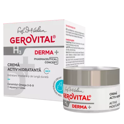 Crema activ hidratanta 24h H3 Derma+, 50ml, 380, Gerovital