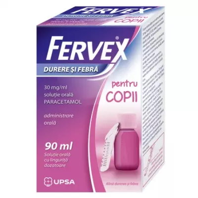 Fervex Durere si Febra pentru copii, 30mg/ml solutie orala, 90ml, Upsa