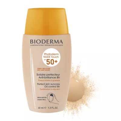 Fluid crema pentru piele mixta si grasa nuanta Deschisa Photoderm Nude Touch SPF 50+, 40 ml, Bioderma