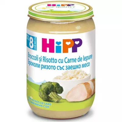 HIPP Broccoli si Risotto cu Carne de Iepure 8luni+, 220 g