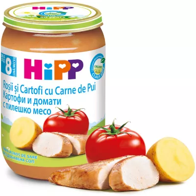 HIPP Rosii si cartofi cu carne de pui BIO 8luni+, 220 g