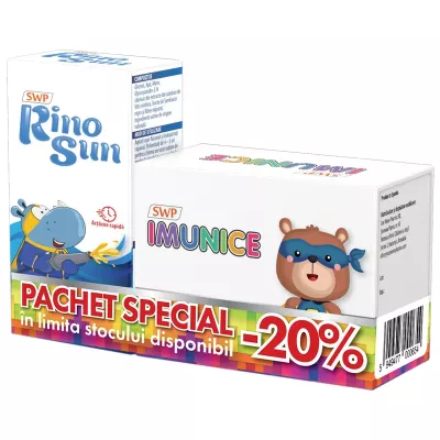 Imunice, 30 plicuri + RinoSun Spray, 20ml, Sun Wave Pharma