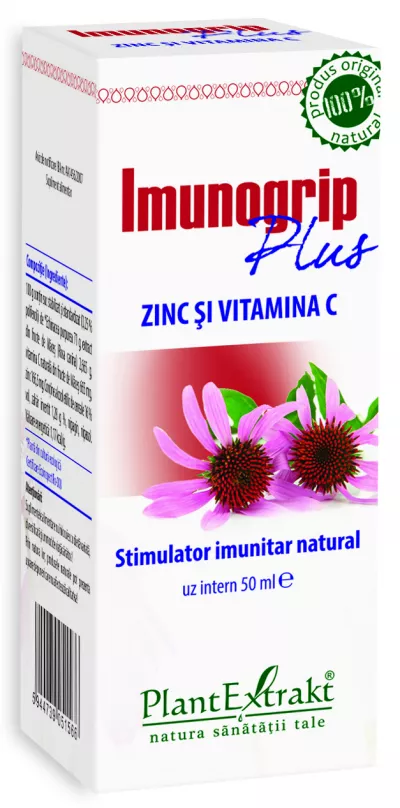 Imunogrip Plus Zinc si vitamina C, 50 ml, Plantextrakt