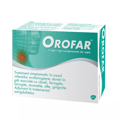 Orofar, 1mg/1mg, 24 comprimate de supt, Stada