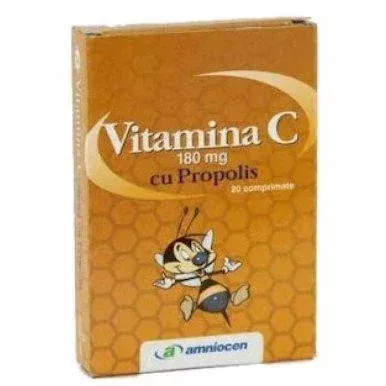 Vitamina C 180mg cu propolis, 24 comprimate, Amniocen