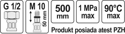 RACORD FLEXIBIL F/M 1/2" M10X1  500MM