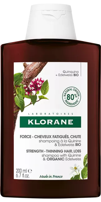Klorane Șampon fortifiant cu chinină ți floare de colț bio, păr obosit 200ml