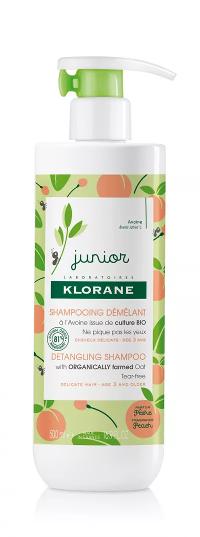 Klorane Junior Sampon pentru descurcarea parului cu aroma de piersica, 500ml