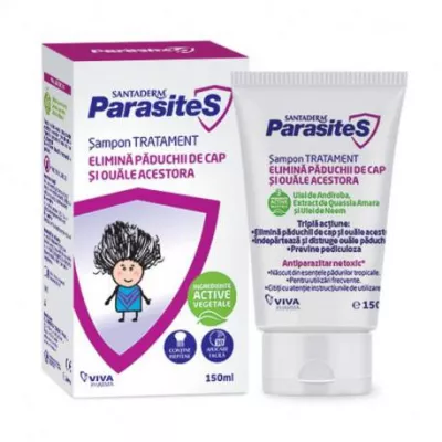 Parasites Șampon tratament împotriva păduchilor 150ml + pieptene (Santaderm)