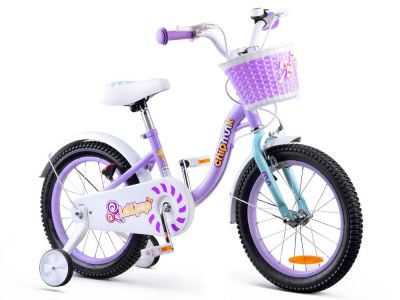 Bicicleta Copii 3-5 ani, Roti 14 Inch, Roti Ajutatoare, ChipMunk  CMO1402C, Mov cu Design Alb