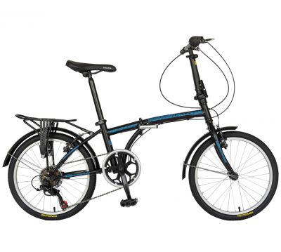 Bicicleta Pliabila Velors Polo V2053A, Shimano Revoshift 21 Viteze, Roti 20 Inch, Frane V-Brake, Negru/Albastru