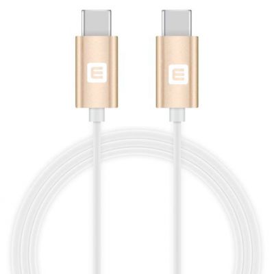 Cablu de date/incarcare Evelatus TPC03, USB C - USB - C, lungime 1 m, alb/auriu