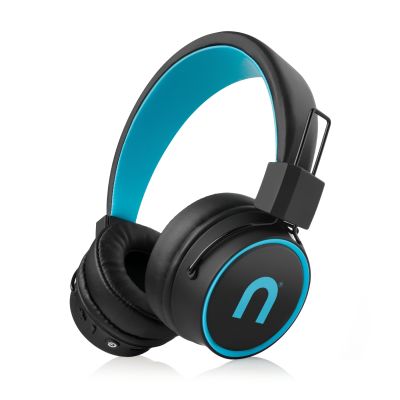 Casti audio on-ear Niceboy 3 Joy, Wireless, Bluetooth 5.3, Microfon, asistent vocal, aplicatie mobila, incarcare rapida, autonomie de pana la 33 ore, negru/albastru