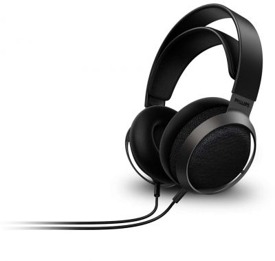 Casti audio Philips Fidelio X3/00, Hi-Res Audio, Neodim, 50mm, 100 dB, lungime cablu 3m, metal/piele, clema cablu, negru