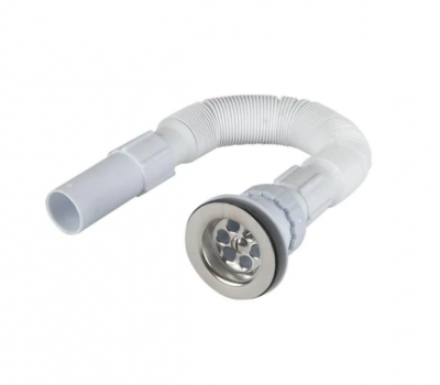 Racord flexibil 1,1/2″ x 40, piulita din plastic si ventil chiuveta cu sita din otel inoxidabil ,A33,Hypo
