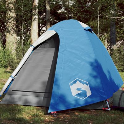 vidaXL Cort de camping 2 persoane albastru, 254x135x112 cm, tafta 185T