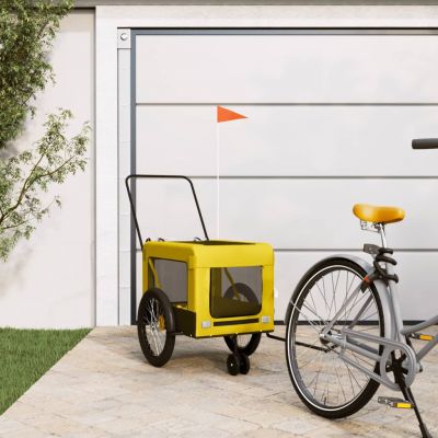 vidaXL Remorca bicicleta animale companie, galben/negru, oxford/fier
