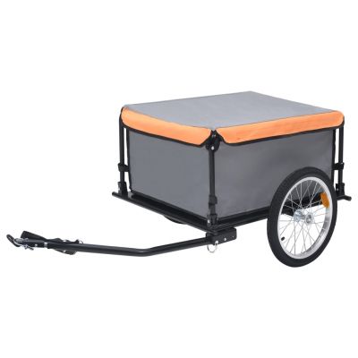 vidaXL Remorca pentru bicicleta, gri si portocaliu, 65 kg
