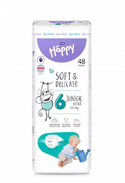 Happy Soft&Delicate Junior Extra scutece copii + 15 kg 48 buc